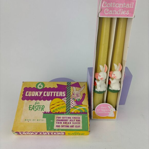 Vintage Easter Candle & Cookie Cutter Bundle 1950's - Picture 5 of 12